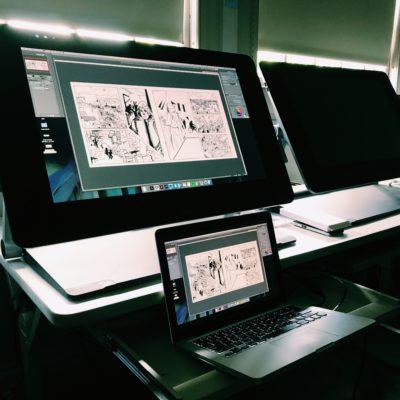 New England College Animation student work on a tablet